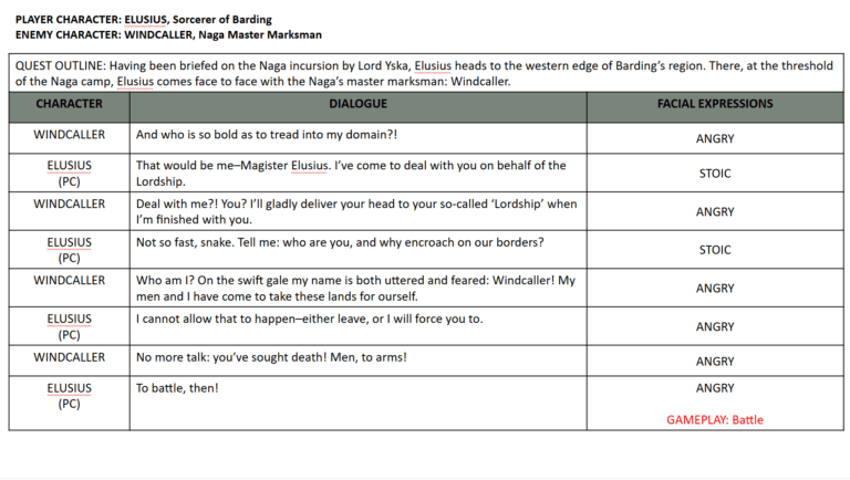 Dialogue between Windcaller and Elusius (PC)
